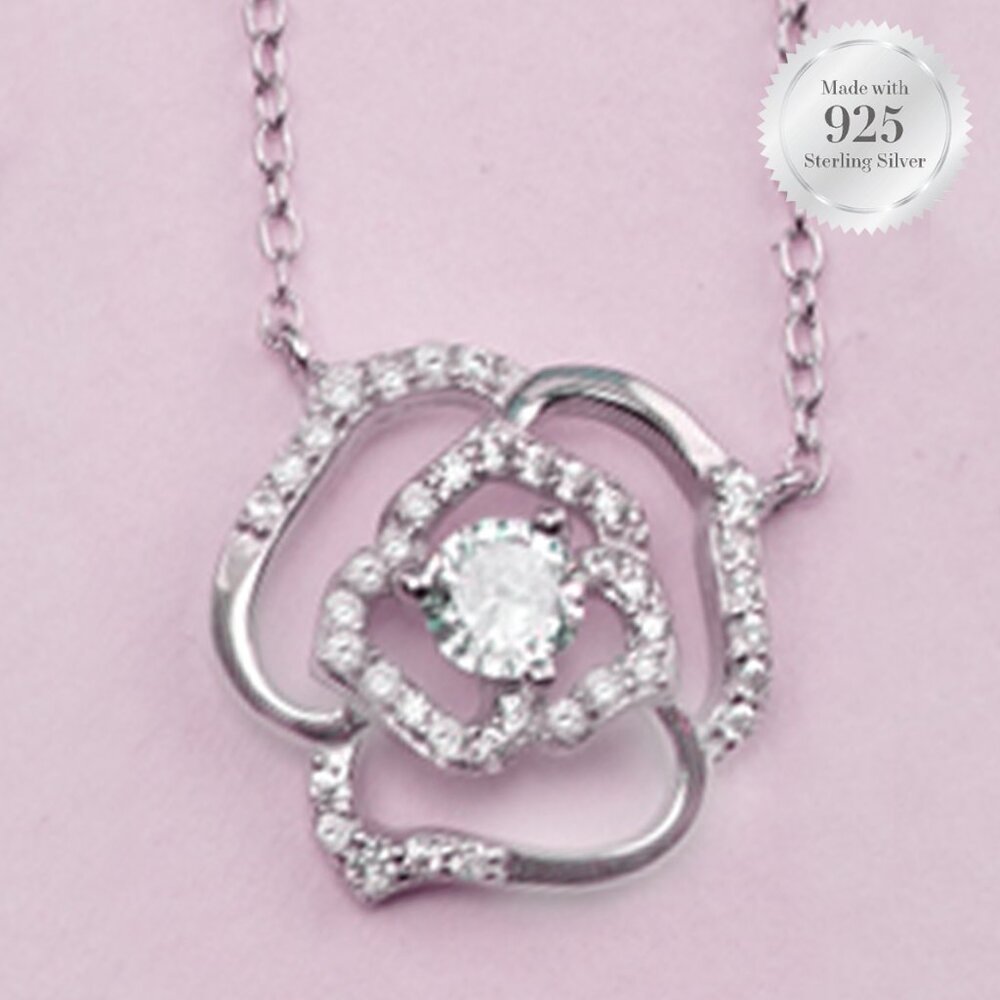 Enchanted Rose Necklace, 925 Sterling Silver, Vintage Charmed Aroma